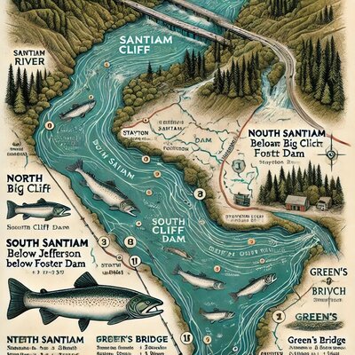 Santiam River fishing map