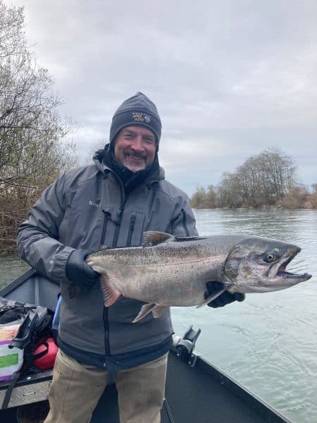 Oregon fisherman, Todd Staver with a Wilson River Chinook from 11/22. He was fishing with Pro Guide Chris Vertopoulos (503) 349-1377.